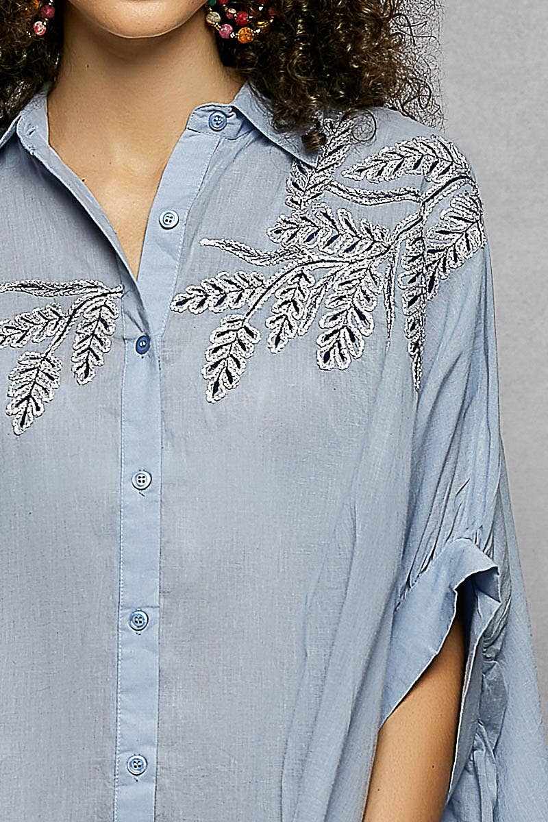 Short Sleeve Embroidered Relaxed Fit Shirt