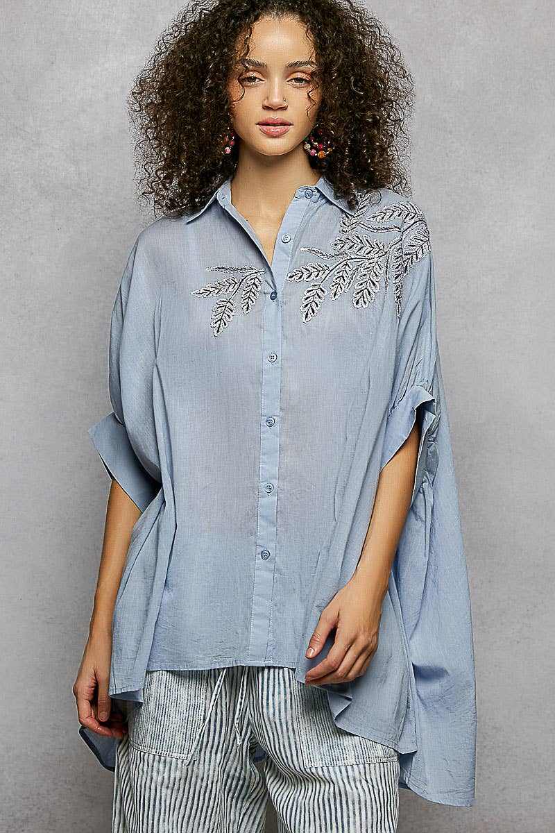Short Sleeve Embroidered Relaxed Fit Shirt