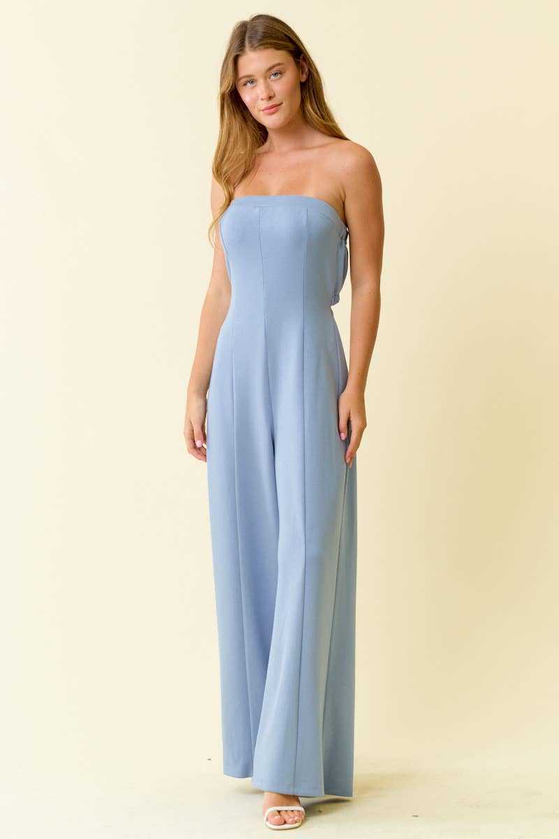 Brushed Modal Strapless Culotte Jumpsuit