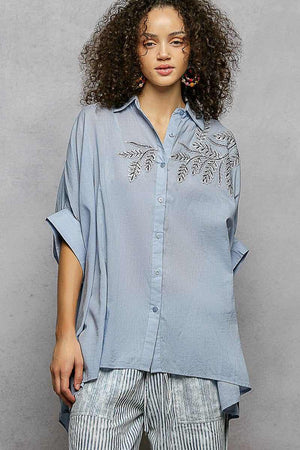 Short Sleeve Embroidered Relaxed Fit Shirt