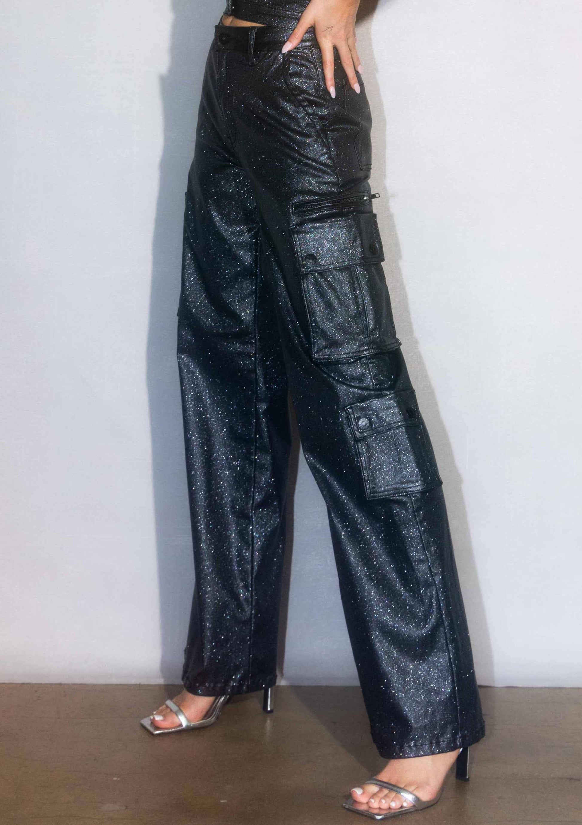 Metallic Cargo Pants