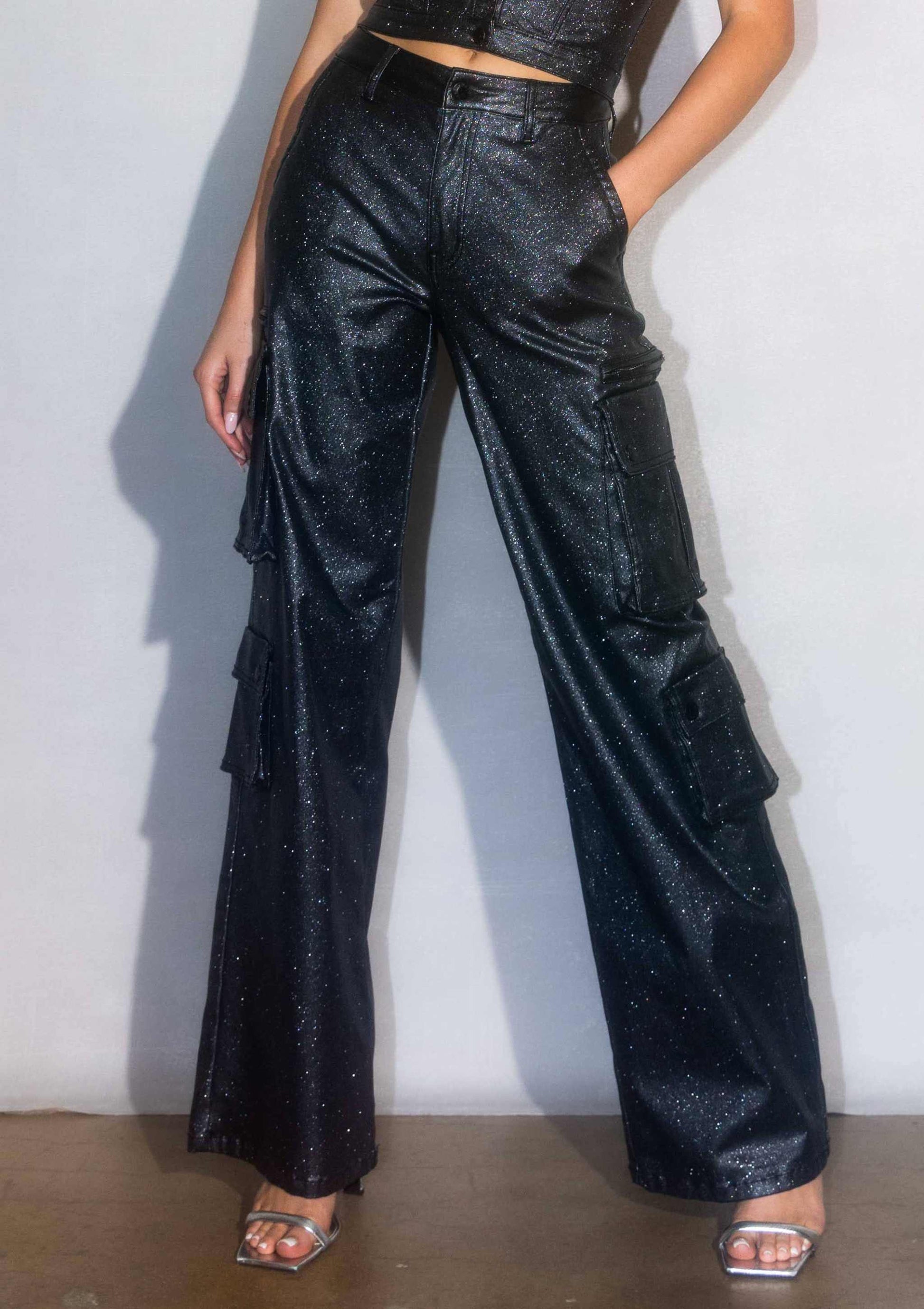 Metallic Cargo Pants