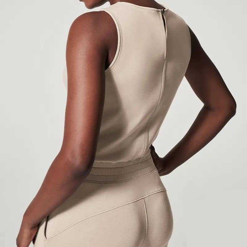 Ladies Apricot Sleeveless Daily Jumpsuit
