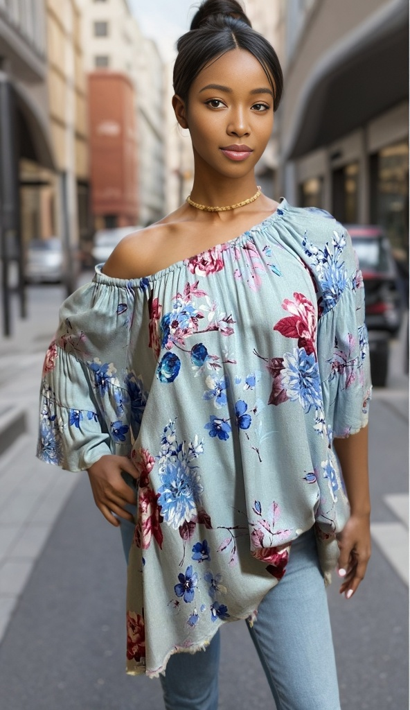 Off -The- Shoulder Babydoll Tunic Top