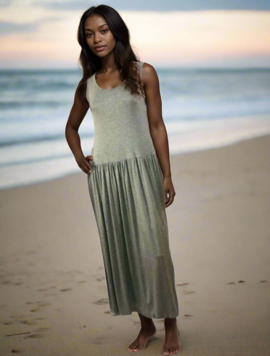 Gray Sleeveless Maxi Dress