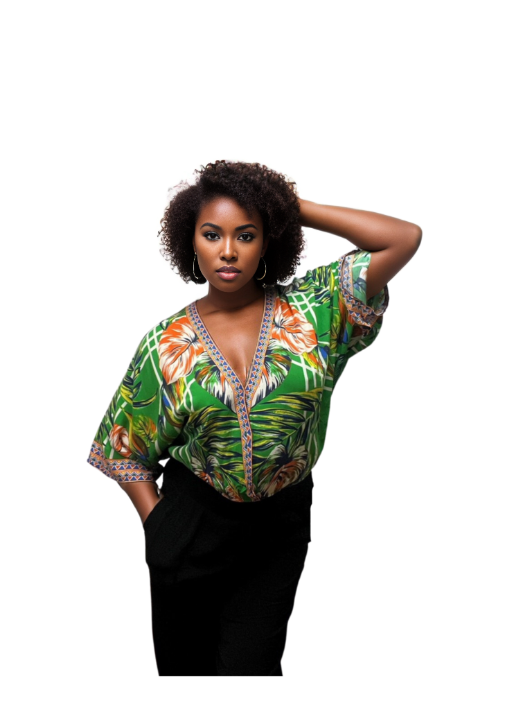 Green Leaf Print Top