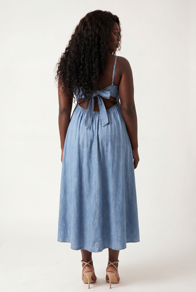 Washed Denim Midi Dress