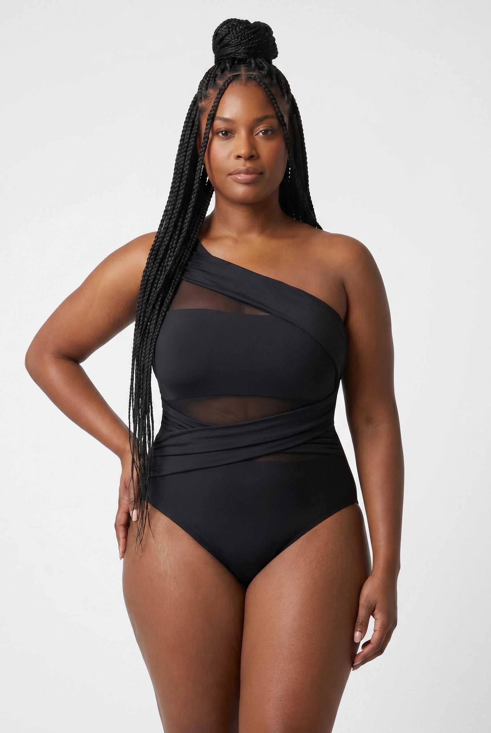 Modern, One Shoulder, Sleek Silhouette Design Swimsuit