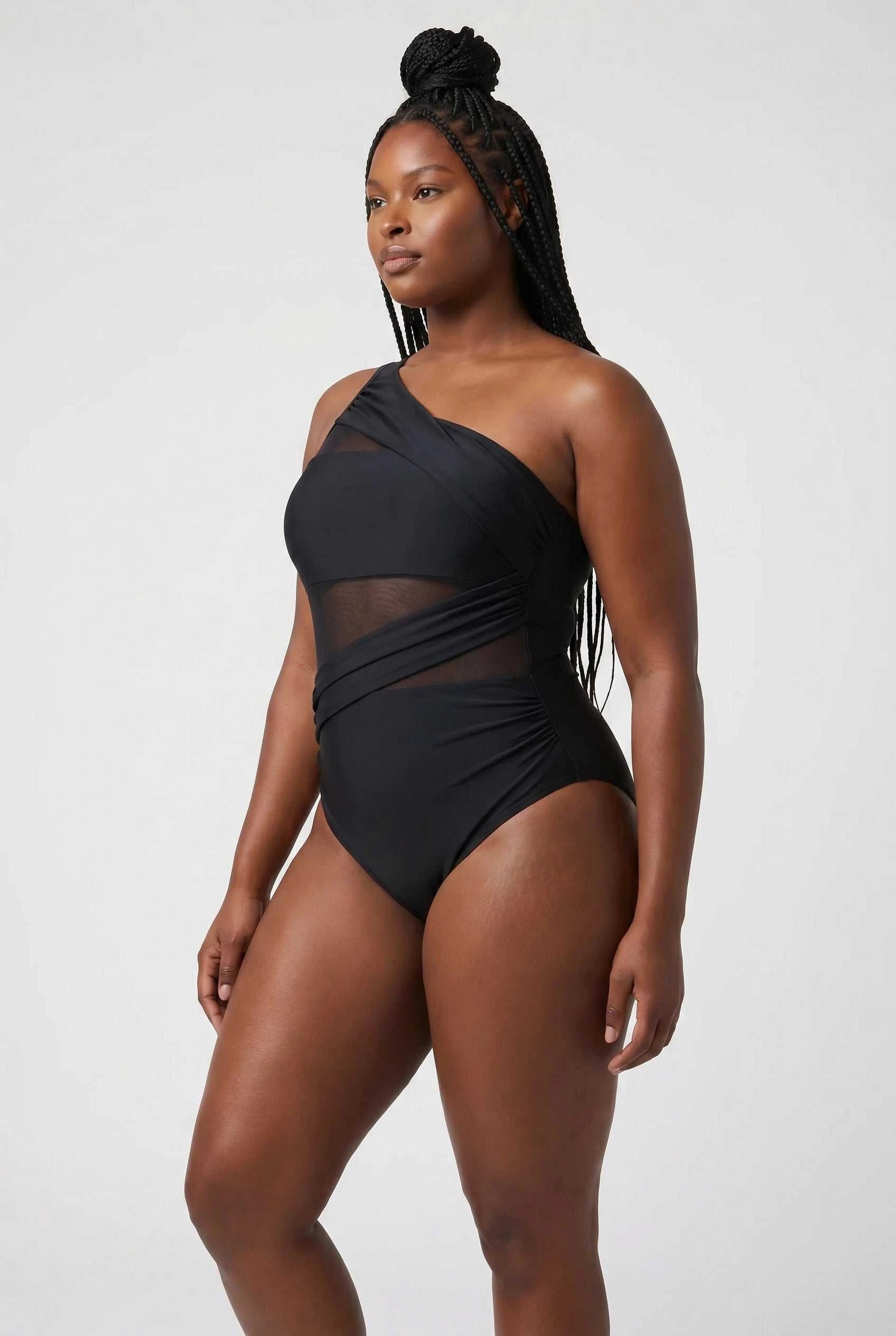 Modern, One Shoulder, Sleek Silhouette Design Swimsuit