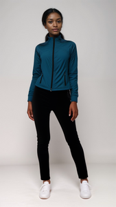 Teal Green Athleisure Zip Jacket