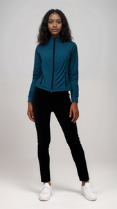 Teal Green Athleisure Zip Jacket