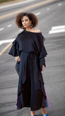 Navy Satin Blouse