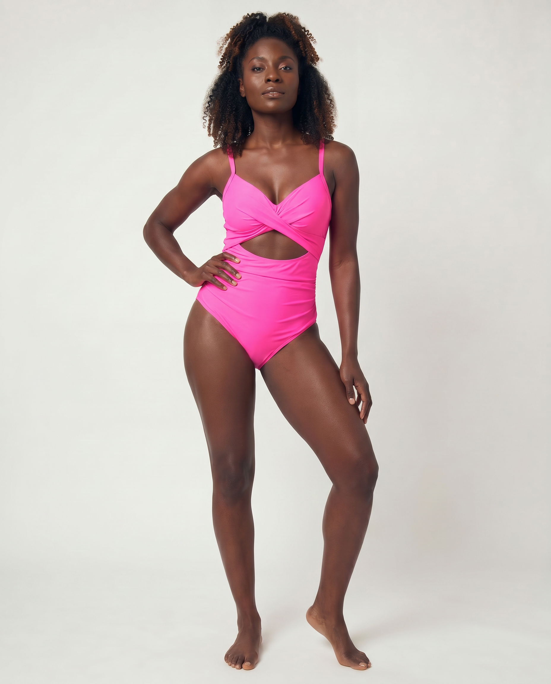 Be Bold Hot Pink Swimsuit With Tummy Control Waist.