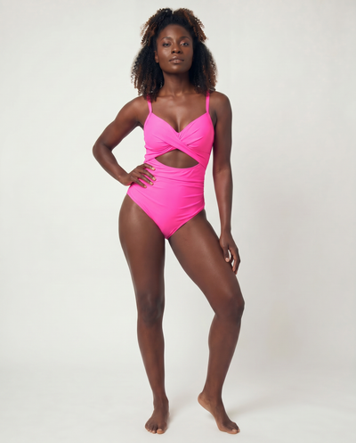 Be Bold Hot Pink Swimsuit With Tummy Control Waist.
