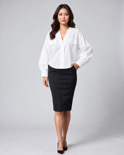 White Long Sleeve Versatile Essential Blouse