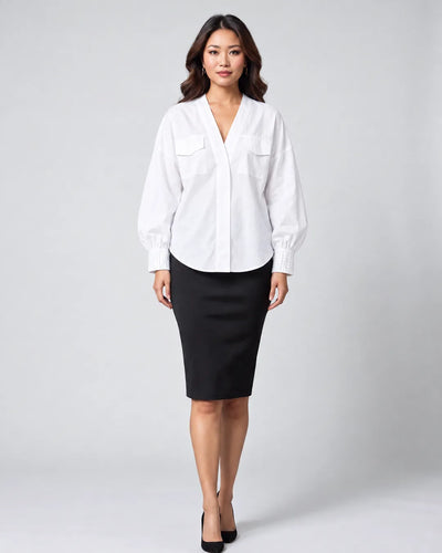 White Long Sleeve Versatile Essential Blouse