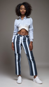 2 Toned Striped Denim Pants