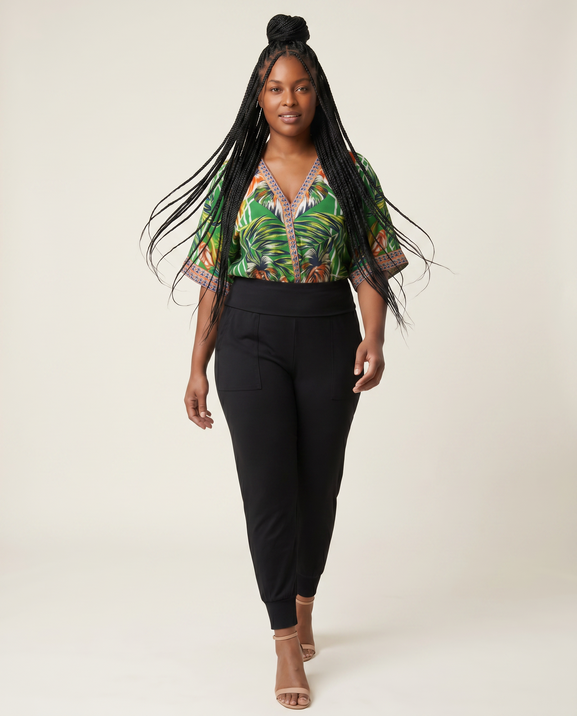 Green Leaf Print Top