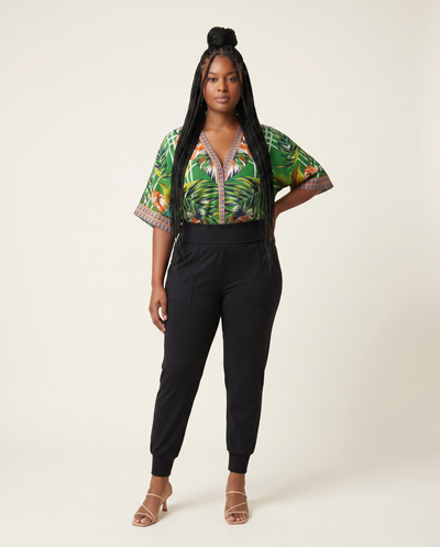 Green Leaf Print Top