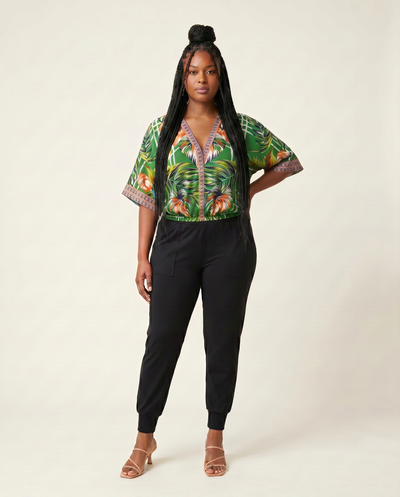 Green Leaf Print Top