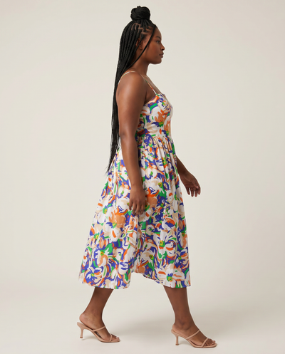 Printed Poplin Midi Dress