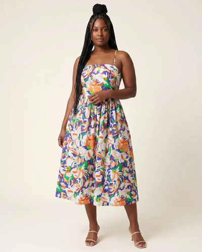 Printed Poplin Midi Dress