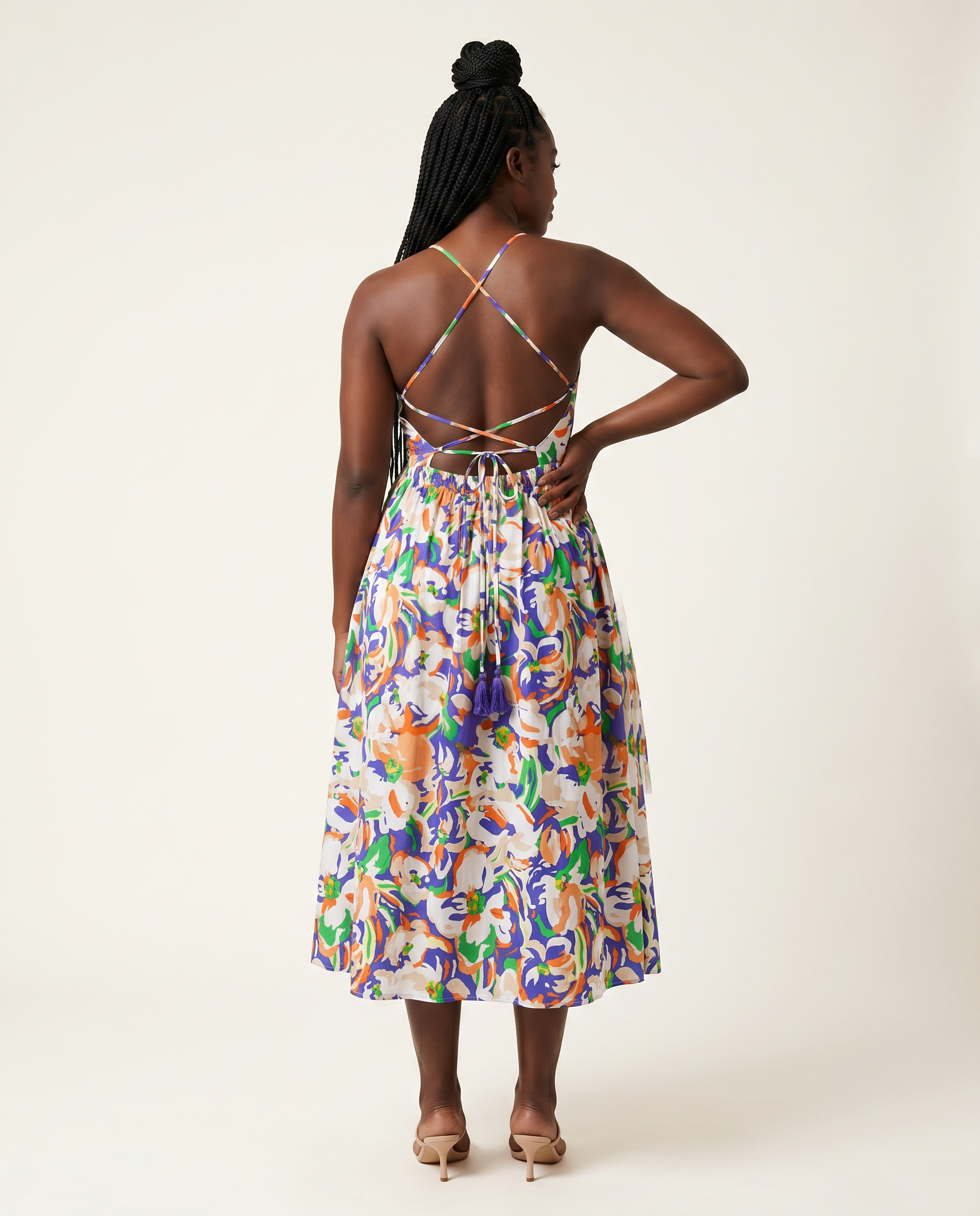 Printed Poplin Midi Dress