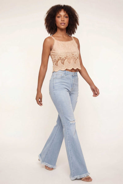Ice Peach Embroidered Top