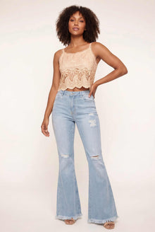 Ice Peach Embroidered Top