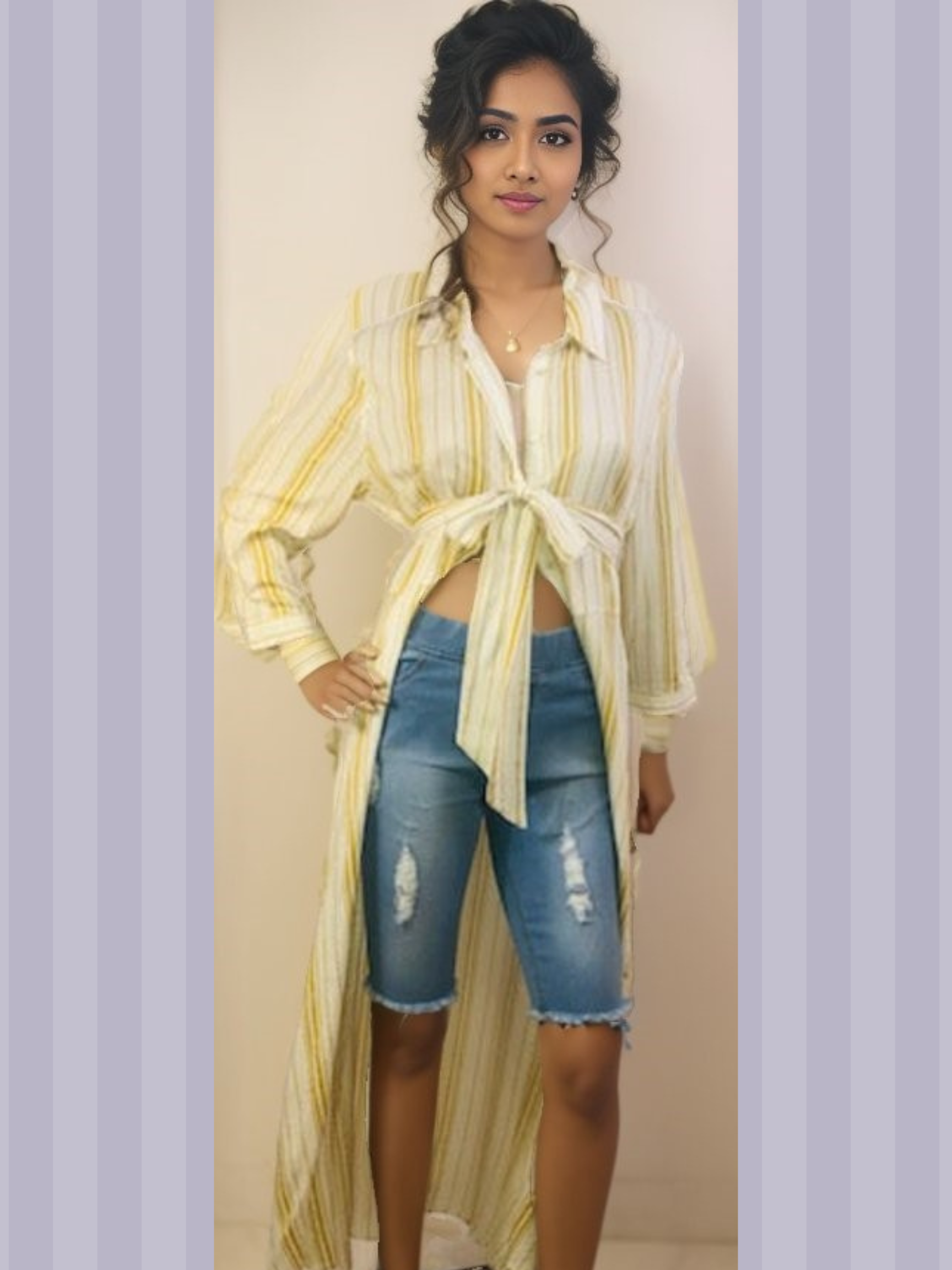 Sunshine Yellow Pinstripe Dress & Blouse