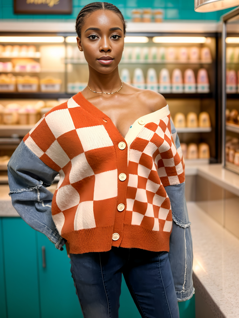 Denim and Knit Cardigan