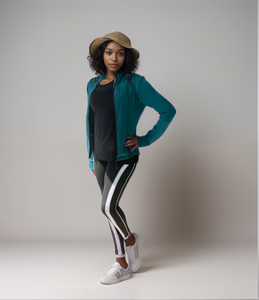 Teal Green Athleisure Zip Jacket