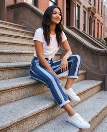 2 Toned Striped Denim Pants
