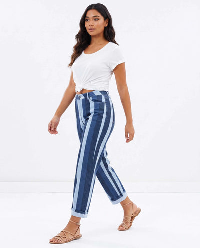 2 Toned Striped Denim Pants
