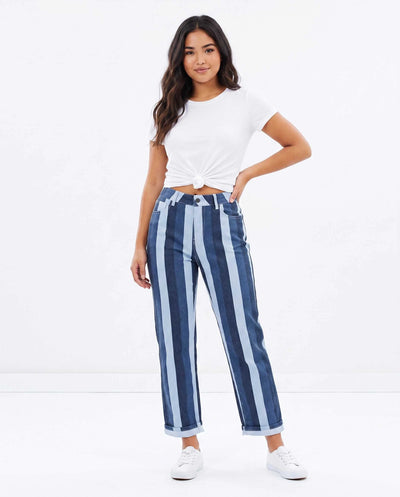 2 Toned Striped Denim Pants