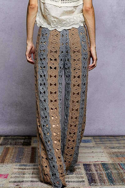 Crochet Peek-A-Boo Taupe And Gray Pants