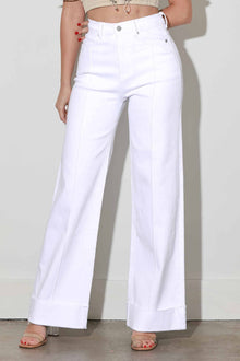 White Wide Leg Jeans- Comfort Stretch