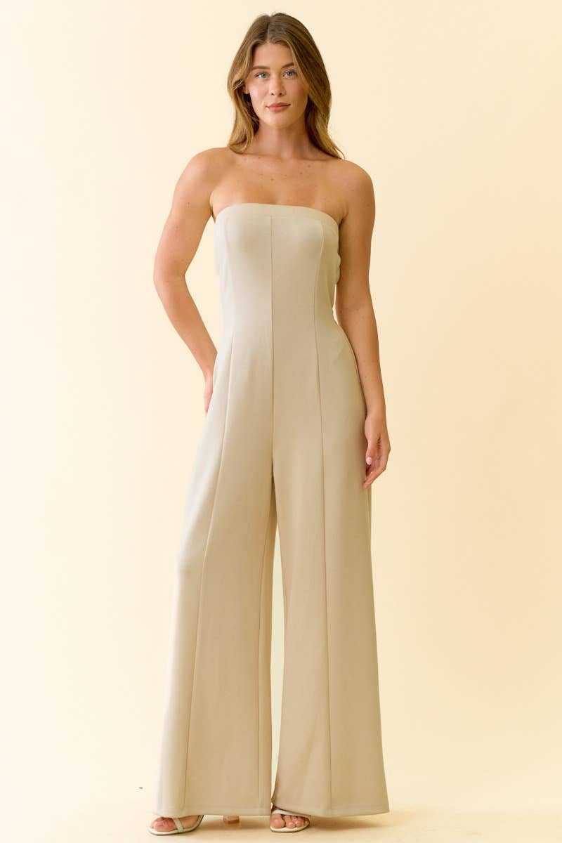Brushed Modal Strapless Culotte Jumpsuit