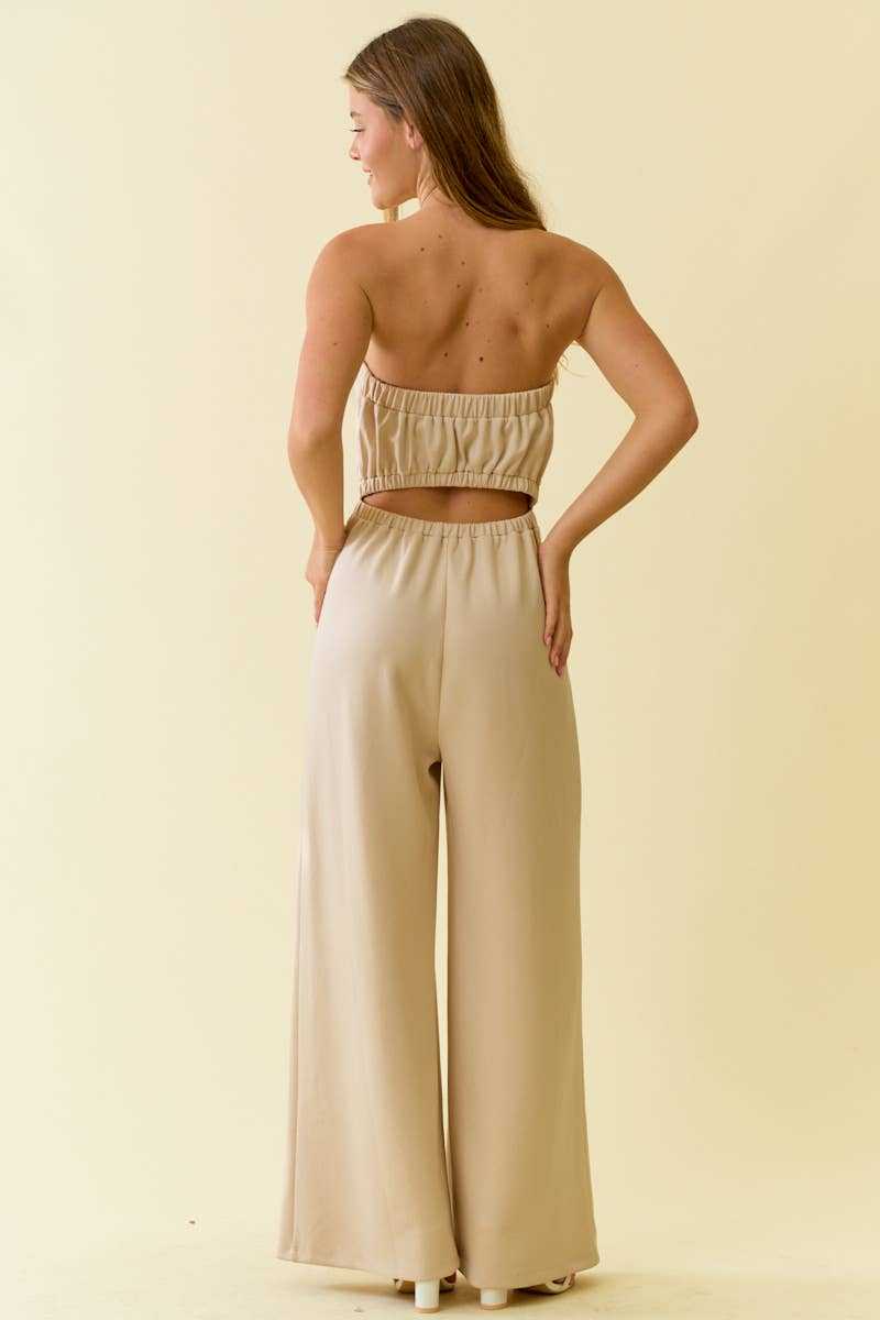 Brushed Modal Strapless Culotte Jumpsuit