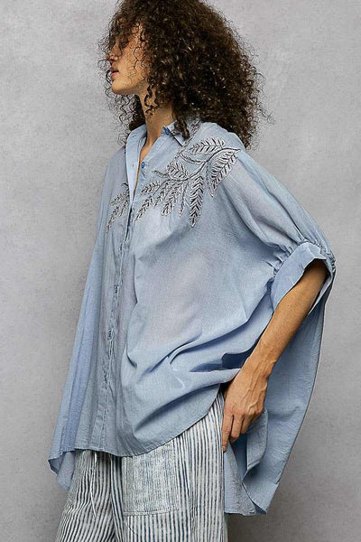 Short Sleeve Embroidered Relaxed Fit Shirt