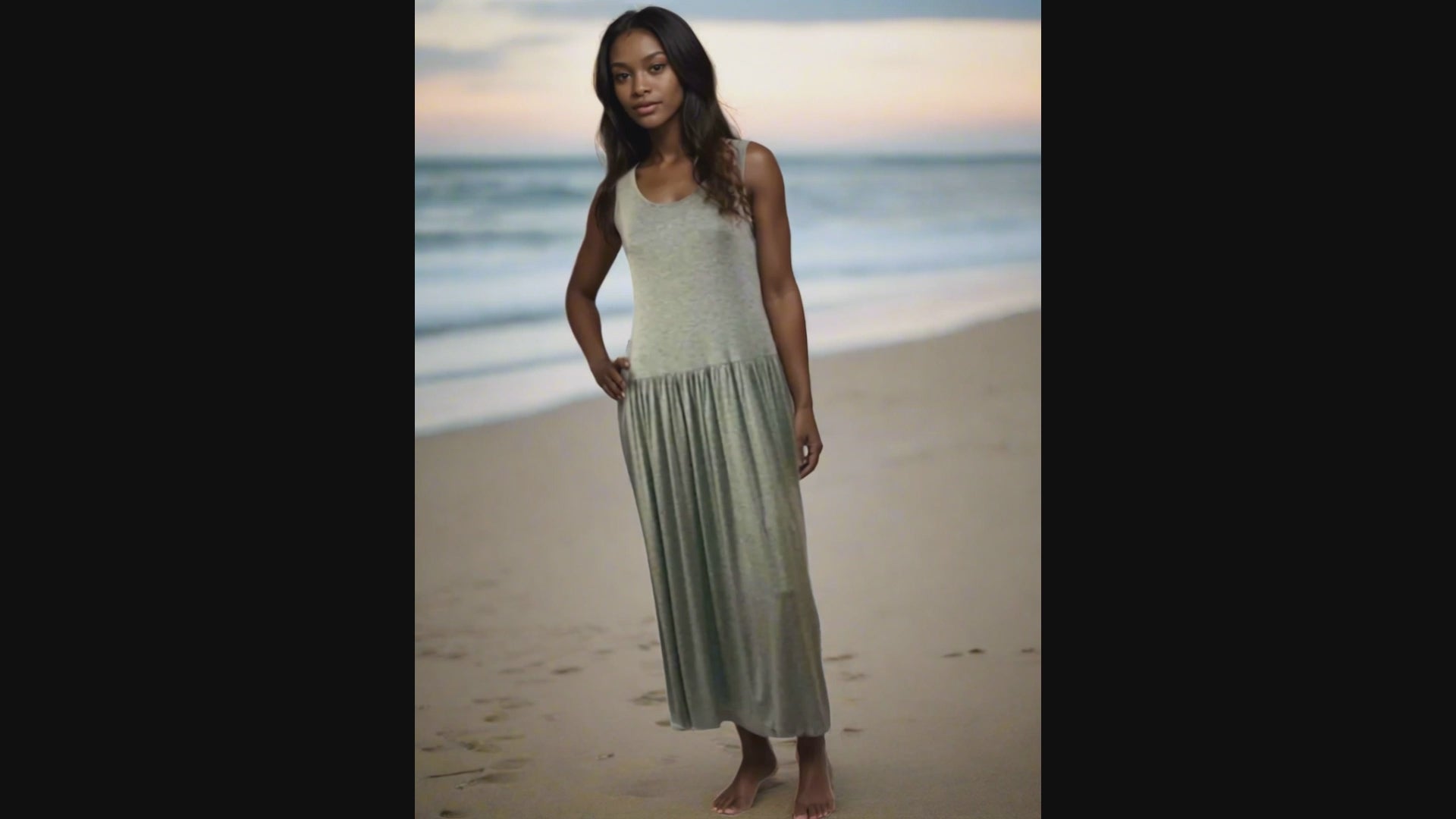 Gray Sleeveless Maxi Dress