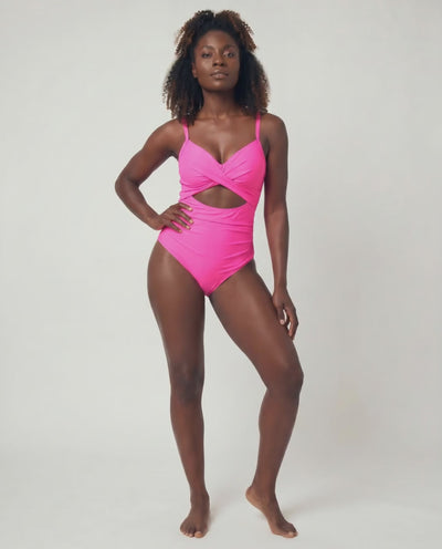 Be Bold Hot Pink Swimsuit With Tummy Control Waist.