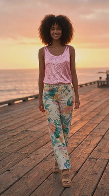 Floral Wide Leg Comfort Stretch Jeans