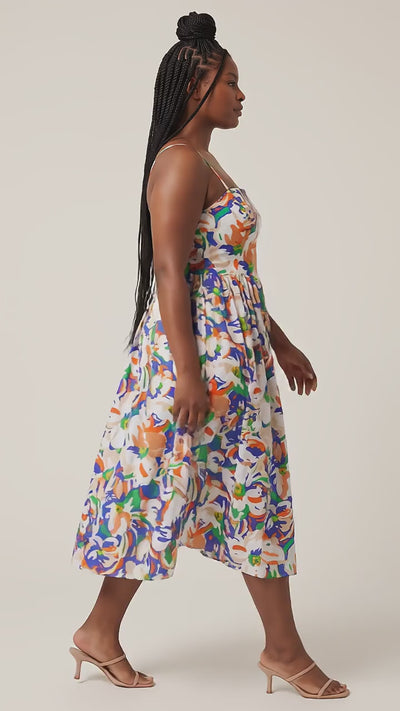 Printed Poplin Midi Dress