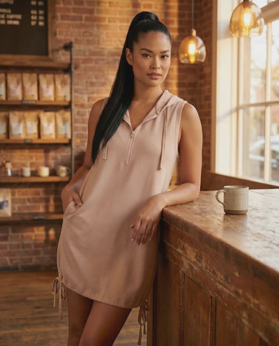 Sleeveless Athleisure Hooded Mini Dress