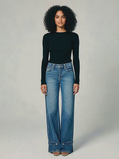 Palazzo Style Wide Leg Jeans