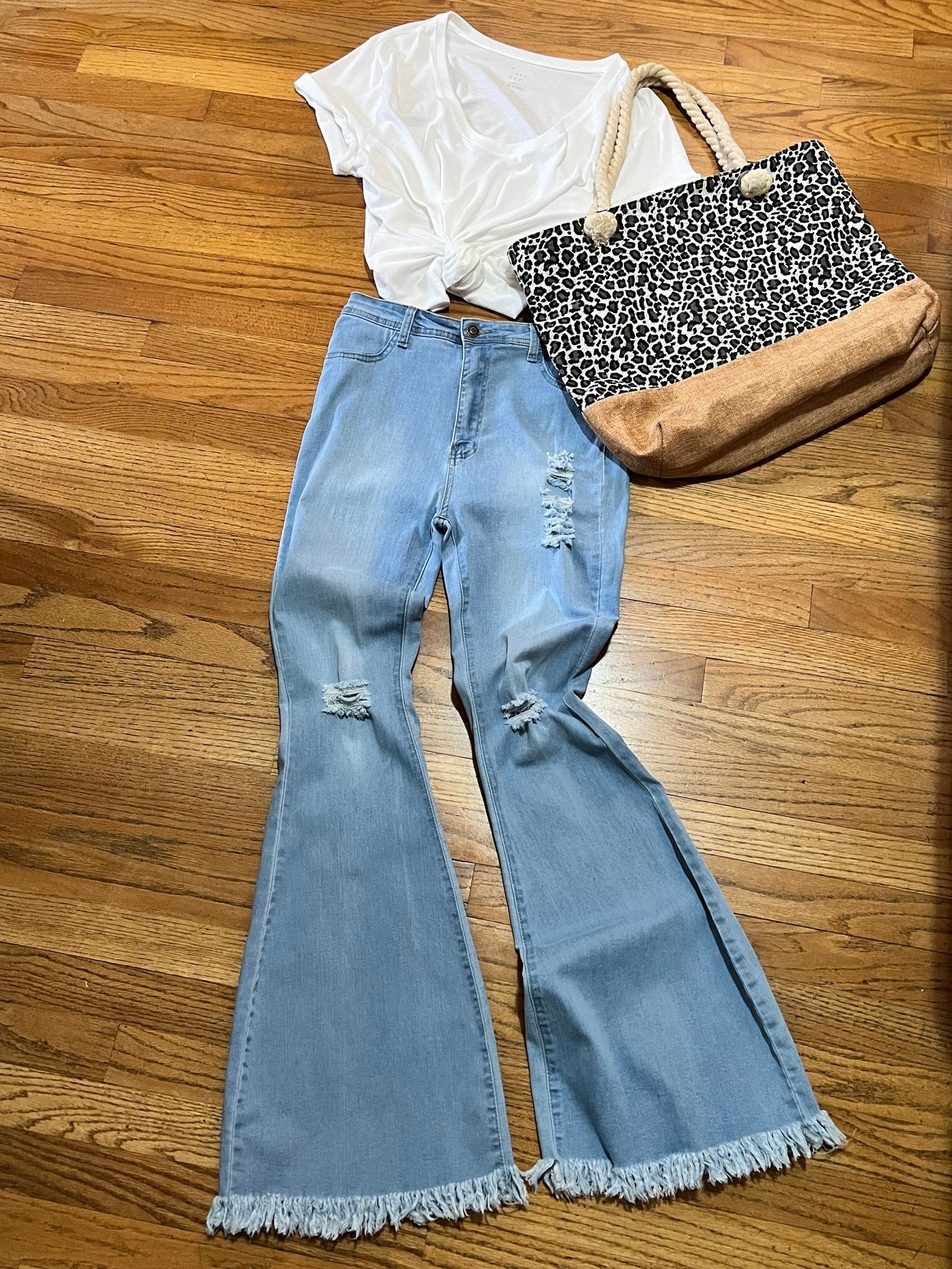 Denim pants with Flare & Fringe