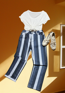 2 Toned Striped Denim Pants