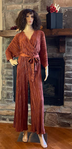 Bronze pleated jumpsuit