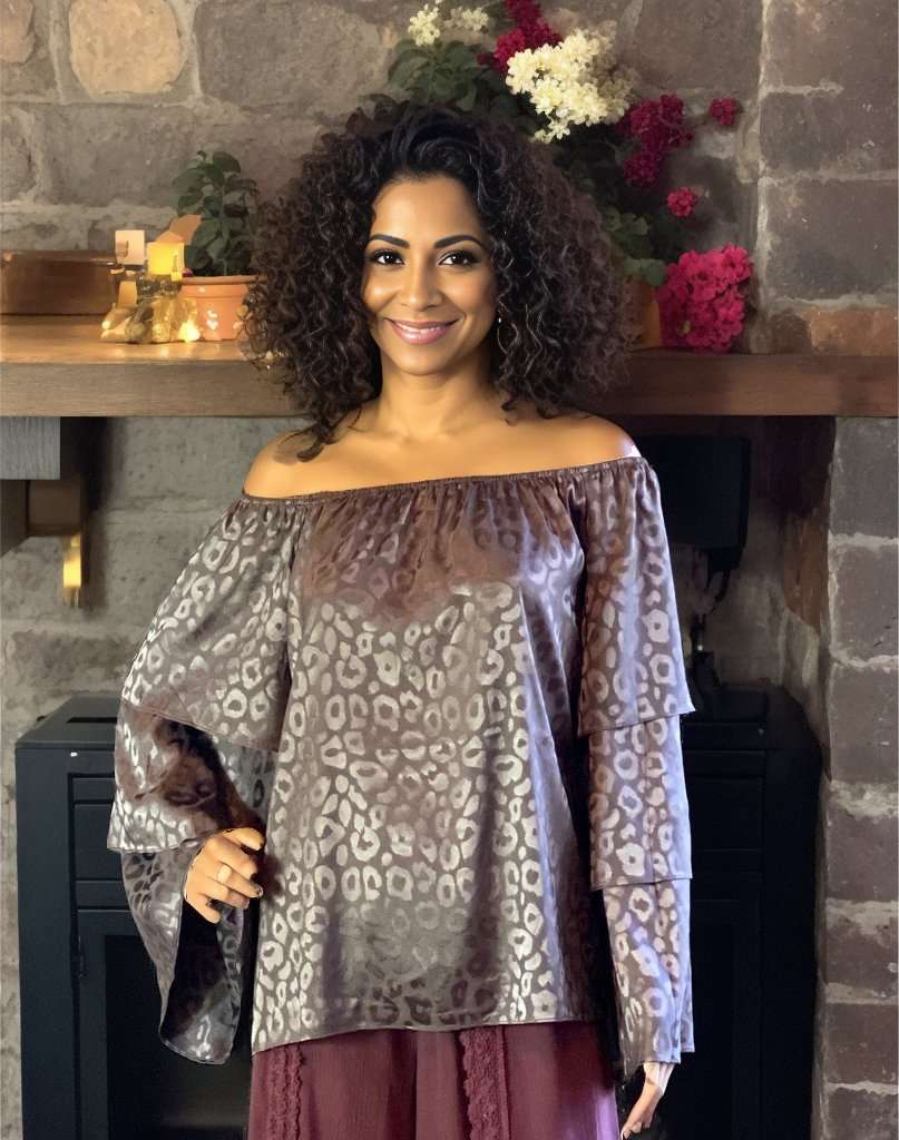 Taupe Bell Sleeve Blouse